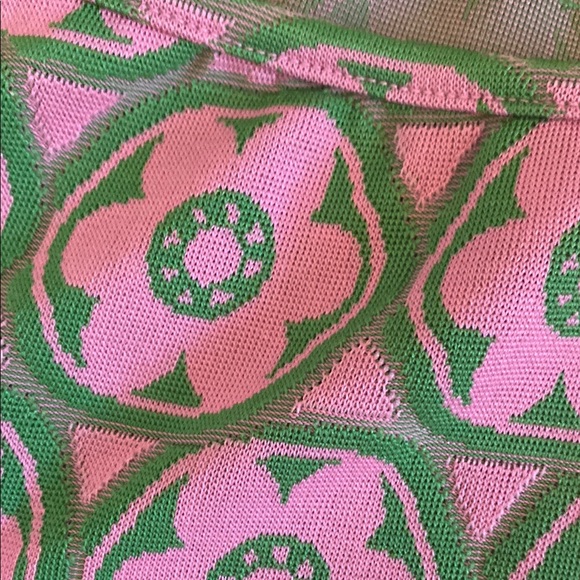 Zara pull-on Floral Patterned Flare Pants in pink and green - Picture 3 of 4